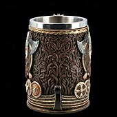 baratos Canecas &amp; Chávenas-Caneca de pirata viking com cabeça de dragão medieval, caneca de presente para Oktoberfest, copo de cerveja de resina 3D com forro de aço inoxidável, utensílios de bar góticos para decoração de casa, pub ou taverna