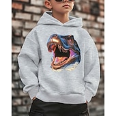 billige Guttens 3D Dyr-Gutt 3D Dinosaur Hattetrøje Langermet Vår Høst Mote Gatemote Barn 4-12 år Med hette utendørs Avslappet Daglig Normal