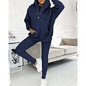 cheap Tracksuits-Women's Tracksuit Leggings 3-Piece Zipper Pocket Solid Colored Clothing Suit Fall Dark Grey Dark Navy Workout Athleisure Running Thermal Warm Windproof Long Sleeve Sport Activewear Stretchy Regular