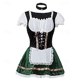 tanie Kobiety-Oktoberfest Mini Sukienka Dirndl Pokojówka Seksowny bawarski Alpejski Łąki Damskie Impreza Festiwal Piwa Tkanina w stylu tradycyjnym (30 cm)