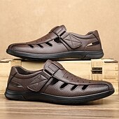 billiga Kjol sandaler-Herrsandaler med andningsförmåga i brunt – öppen ventilation med kardborreknäppning, bekväma sommarskor för promenader, resor och utomhusaktiviteter