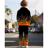 voordelige Jongens 3D Visie &amp; Geometrie-Jongens 3D Grafisch Set met capuchon en joggingbroek Sportoutfit Trainingspakken Lange mouw Lente Herfst Dagelijks Basic Casual Kinderen 4-12 jaar Capuchon Buiten Vakantie Sport Getailleerd