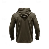 cheap Basic Hoodies-Men's Hoodie Black Army Green Green Dark Gray Coffee Hooded Plain Pocket Sports &amp; Outdoor Daily Holiday Polyester Streetwear Basic Casual Spring Autumn / Fall Clothing Apparel Hoodies Sweatshirts