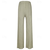 economico Pantaloni a gamba dritta-Per donna Chinos Pantaloncini Capri Elegante Vintage Moda Lunghezza alla caviglia Misura del girovita medio Semplice Pieghettato Comodo Elasticizzato blu acqua Avocado Nero Zenzero Estate Primavera