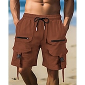 economico Vacanza-Per uomo Pantaloncini cargo Shorts Pantaloncini Estivi Coulisse Elastico in vita Multi-tasche Semplice Comodità Indossabile Lunghezza al ginocchio All&#039;aperto Sport Quotidiano Moda Casual Nero Marrone
