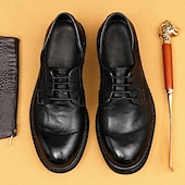 preiswerte Klassische Anzugschuhe-Herren Elegante Schuhe Spaziergang Leder Italienisches Vollnarbenleder Bequem Rutschfest Schnürung Schwarz Braun Kaffee