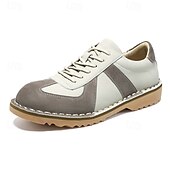 abordables Occasionnel-Homme Derby Marche ancien Affaires Occasionnel Quotidien Daim Cuir fendu Confortable Antidérapant À lacets Gris&amp;Blanc Noir Printemps