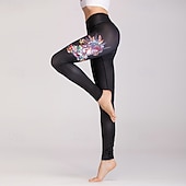cheap Graphic Leggings-Women's Slacks Leggings Cozy Leggings Streetwear Casual Full Length Natural Flower Elastic Waist Print Comfy Outdoor Comfortable Vacation Weekend Wine Black White Pink Fall Regular Fit