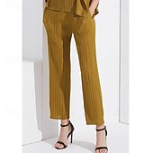 economico Pantaloni a gamba dritta-Per donna Chinos Pantaloncini Capri Elegante Vintage Moda Lunghezza alla caviglia Misura del girovita medio Semplice Pieghettato Comodo Elasticizzato blu acqua Avocado Nero Zenzero Estate Primavera