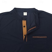 billige Uformell Henley T-skjorte-Herre Henly-skjorte T-skjorter Kortermet Helfarge عادي Fritid Lomme Knapper Kontrastsøm Henley utendørs Avslappet Daglig Sommer Vår &amp; Vinter Svart Hvit Lyseblå Henley T-skjorte