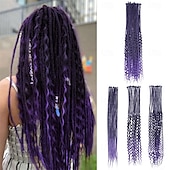 abordables Crocheter les cheveux-Extensions de dreadlocks synthétiques mixtes 3 en 1, 30 mèches, 30 pouces, blond 613 bouclé &amp;droit &amp;extensions de dreadlocks bohèmes à extrémité unique, style hippie, pour femmes