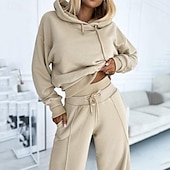 cheap Tracksuits-Women&#039;s Tracksuit Sweatsuit Athleisure Fall Long Sleeve Thermal Warm Windproof Soft Gym Workout Sports Sportswear Activewear Solid Colored Dark Khaki Black Royal Blue
