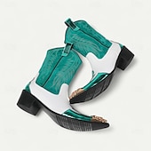 ieftine Cizme din piele premium-Botine cowboy pentru bărbați roșii și albe – Design cu contrast îndrăzneț cusături clasice cu vârf auriu încălțăminte statement pentru evenimente în aer liber și petreceri tematice