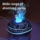 economico lampada da comodino-Umidificatore per aromaterapia alimentato tramite USB con 7 luci colorate - diffusore di oli essenziali con effetto fiamma, design senza filtro per un&#039;atmosfera rilassante in camera da letto