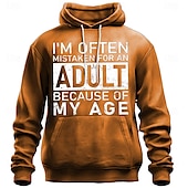 abordables tenues à capuche imprimées pour hommes-Homme Argot drôle Sweats à capuche Sweatshirt Sweat à capuche Sweat à capuche Col ras du cou Mode Imprimé Graphique Fête Vêtements de rue Jaune Rouge Cordon de serrage Automne Hiver Designer
