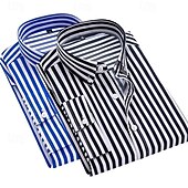 economico Camicie eleganti da uomo-Per uomo Camicia elegante Camicia button-down Camicia a righe Camicia con Colletto A righe Formale Matrimonio Bianco + rosso Bianco + azzurro Blu navy + nero Blu navy + rosso Manica Lunga Tutte le