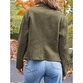 billiga casual jackor-Dam Vardaglig jacka Bekväm Andningsfunktion Dragkedja Ficka Ledigt Slät Semester Gata Ledigt Dagliga kläder Dragkedja Kort Kavajslag Normal Långärmad Ytterkläder Svart Brun Armégrön Vår Höst