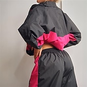 abordables Chándales-Mujer Tracksuit Sudadera Conjunto de Ropa Deportiva Bolsillo Bloque de color Trajes de Yoga Otoño Invierno Negro Rosa Gimnasio Rutina de ejercicio Deportes Mantiene abrigado Resistente al Viento Suave