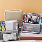 cheap Jewelry &amp; Cosmetic Storage-Standing Makeup Bag, Waterproof Large Capacity Toiletry Bag with Compartments, Portable Travel Cosmetic Organizer, Multi-Purpose Pencil &amp; Makeup Storage Case