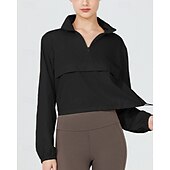 baratos Moletom &amp; Suéter-Mulheres Jaqueta de Corrida Capa de Chuva Bolso Com Zíper Leve Manga Longa Blusas Outono Prova-de-Água A Prova de Vento Secagem Rápida Umidade do pavio Pilates Corrida Ioga Roupa de esporte Roupas