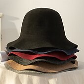 economico Cappelli-Cappelli da pescatore da donna in maglia di cashmere, cappello da pescatore pieghevole, caldo, autunno e inverno, colore unico