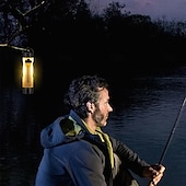 baratos Luzes de paisagem-Lanterna portátil para acampamento ao ar livre, multifuncional, leve, pequena lanterna, lanternas de LED, lanternas portáteis para acampamento com gancho magnético para churrasco ao ar livre, pesca