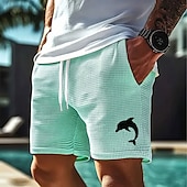 preiswerte 3D-Sweatshorts für Herren-Herren Delfin Meeresbewohner Waffel-Shorts Sweat-Shorts Freizeitshorts Mittlere Taille Modisch lässig Urlaub Joggen Trainieren Elastischer Kordelzug in der Taille Shorts mit Taschen Designer