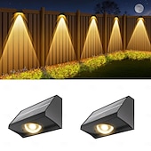 olcso Kültéri falilámpák-napelemes fali lámpák kültéri 1/2/3 LED lencsés kerítésvilágítás motoros kültéri vízálló meleg fehér automatikus be-/kikapcsolású LED házszámvilágítás verandára, teraszra, erkélyre, falra, udvari