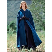 abordables Capas &amp; Capa-Retro Antiguo Medieval capa con capucha Chales Feria del Renacimiento Vikingo Ranger élfico Mujer Celta Vikingo Fantasía Víspera de Todos los Santos Mascarada Fiesta / Noche LARP Feria Ren Adulto Capa