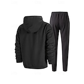 Недорогие спортивные костюмы-Муж. Спортивный костюм Штаны Спортивные штаны Карман на молнии Однотонный Наборы одежды Осень Черный Белый Тренажерный зал Одежда для спорта и отдыха Бег С защитой от ветра Длинный рукав Спорт