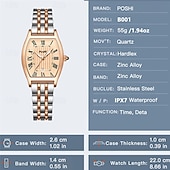 economico Orologi al quarzo-Orologio da donna alla moda con quadrante a botte di vino orologio al quarzo con numeri romani cinturino impermeabile PX7 calendario cinturino in acciaio inossidabile miglior scelta per i regali per