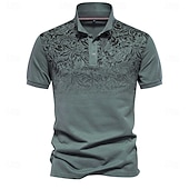preiswerte Herren Elite Polo-Herren Männlich Blumen Blumenmuster Polo Strick-Polopullover Kurzarm Umlegekragen Polokragen Modern Formell Arbeit Sport &amp; Outdoor Knöpfe Drucken Frühling Rubinrot Weiß Hellblau