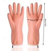 cheap Kitchen Cleaning-Waterproof Dishwashing Gloves for Kitchen Cleaning, Long Plush Rubber Gloves for Winter, Durable Household Chores Laundry Gloves