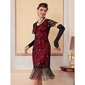levne Šaty-Retro Řvoucí 20s 20. léta 20. století Bubenové šaty Šaty Úbory Velký Gatsby Svatební host Flitry Třásně Maškarní kostým Dámské Vánoce předvečer Všech svatých Karneval Párty a večer Svatební hostina