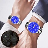 abordables Relojes de Cuarzo-Este es un elegante reloj para parejas con dos diales digitales redondos y correas de acero inoxidable con una pantalla de fecha luminosa resistente al agua ipx7 de lunes a domingo. Es un regalo ideal