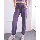 levne Jóga kalhoty a Bloomers-Dámské Fitness kalhoty Kalhoty na pilates Kalhoty na jógu S kapsami Ochrana proti slunci Lehká váha Vysoký pas Tělocvična Pilates Zumba Spodní část oděvu Pevná barva Tmavě šedá Černá Růžová Podzim
