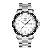 economico Orologi al quarzo-Elegante orologio da polso da uomo al quarzo con bracciale in acciaio inossidabile, resistente all&#039;acqua IPX7, con display luminoso per data e giorno, sportivo, versatile e alla moda.