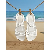 abordables Sandales de Vacances-Sandales plates beiges à brides élastiques pour femmes – Chaussures de plage légères et minimalistes pour les vacances d&#039;été, les tenues de villégiature et les tenues décontractées du quotidien