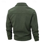 economico Giubbotti e cappotti da uomo-Per uomo Giacca Camicia Giacca in Velluto a Coste Casuale Quotidiano Traspirante Tasca Primavera &amp; Autunno Semplice Classico Bavero Regolare Nero Bianco Verde scuro Marrone Giacca