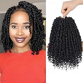 cheap Crochet Hair-Pre-Twisted Passion Twist Hair 8 Packs 112 Strands Pre Looped Passion Twist Braiding Hair for Women Short Passion Twists Crochet Hair Synthetic Hair Extensions