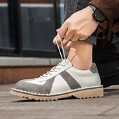 abordables Occasionnel-Homme Derby Marche ancien Affaires Occasionnel Quotidien Daim Cuir fendu Confortable Antidérapant À lacets Gris&amp;Blanc Noir Printemps