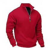 abordables Sudaderas Básicas_-Hombre Sudadera Sudadera con un cuarto de cremallera Albaricoque Negro Blanco Vino Rojo Media cremallera Plano Deporte Diario Festivos Poliéster Ropa de calle Básico Casual Primavera Otoño Ropa