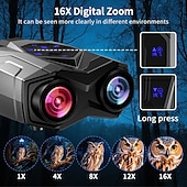 economico Telemetri e telescopi-Binocolo per birdwatching, binocolo transfrontaliero, visione notturna, zoom 4k 16x, raffica a infrarossi, foto e video HD