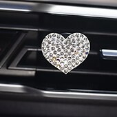 cheap Car Pendants &amp; Ornaments-Car Vent Clip Bling Crystal Heart Shape Charm Universal Car Air Conditioner Decorations