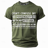 お買い得  メンズおもしろTシャツ-男の短袖グラフィックTシャツ &#039;私の性格を態度と混同しないでください&#039; 自己表現名言ティー