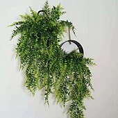 billige Kunstige planter og blomster-2 stk kunstige planter hengende slyngplanter med bregneblader, plastgrønn veggdekor til hjem, hage, balkong, bryllup, festdekorasjon