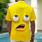 abordables Modèle 3D-Homme Dessin animé Drôle Visage Souriant Chemise Chemise d&#039;été Chemise Boutonnée Manche Courte Mode Décontractée Extérieur Vacances Tenue Quotidienne Été Printemps Col Rabattu Impression 3D chemises