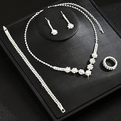 levne Sady šperků-Svatební šperky Soupravy 4 Zirkon Prstýnky 1 x náhrdelník 1 x náramek Náušnice Dámské Elegantní Vinobraní Přizpůsobeno Půvab Klasika láska Drahocenný Sada šperků Pro Svatební Práce Narozeniny