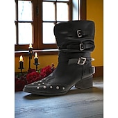 voordelige Jaren 80-Zwarte punk gothic enkellaarsjes voor dames met vleermuis- en kruisdetails - ontwerp met spikes en studs, alternatieve mode uit de jaren 80, ideaal voor uitgaansgelegenheden, Halloween-feestjes en