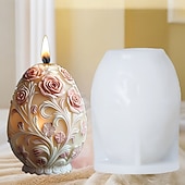 billige Ned til $30-harpiksstøpeformer egglys silikonform rose preget egglysform påskeegg gipsharpiksform roseegg påskegave